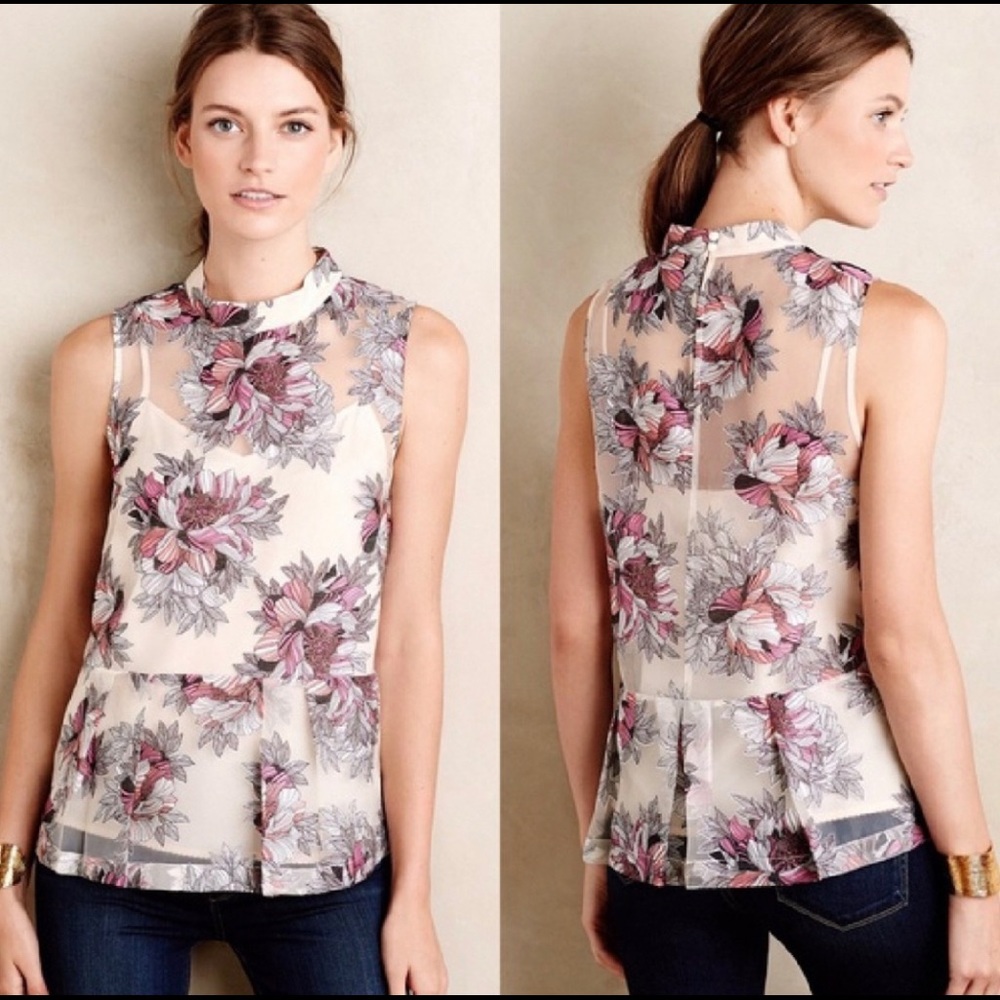 Anthropologie Moulinette Souers Sheer Peplum Tank